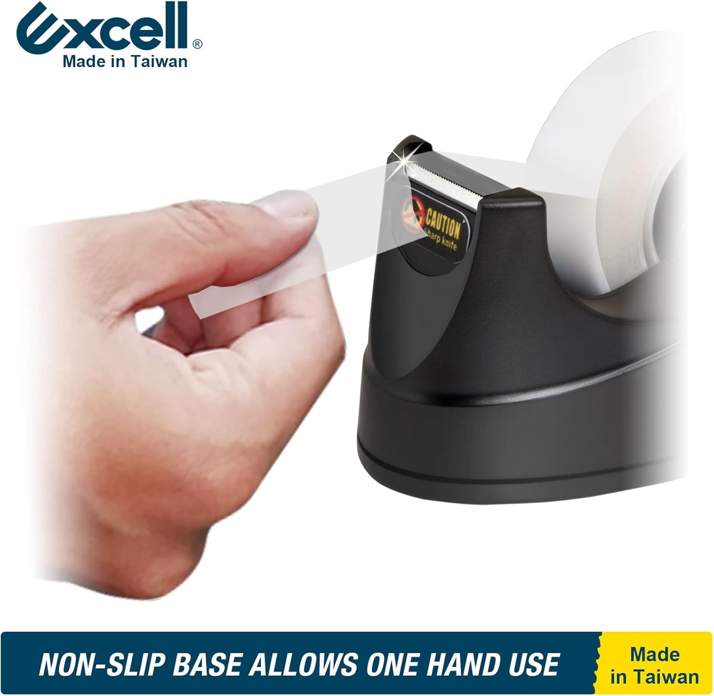 Excell EX-115BK Mini Desktop Tape Dispenser (1" core) with Adhesive Bottom, Easy for One Hand Use, Cute Tape Dispensers Use for Home, Office Gift Store and Wrapping Purpose (3)