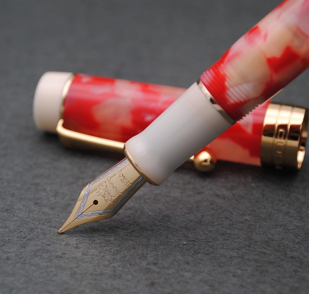 JINHAO 100 Fountain Pen with Ink Converter (Medium Nib 0.7mm, Red White Koi-A)