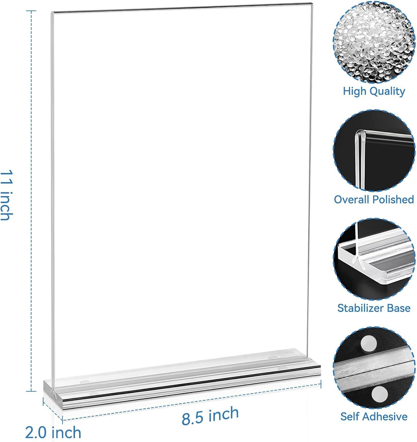 EHWINE 10 Pack 8.5 x 11 Acrylic Sign Holder, Clear Signs Display Holder Double-Sided Stand up Table Top Sign Holders Flyer Stand Frames Suitable for Office Business Store Hotels Party(Provide Non-slip Mats)