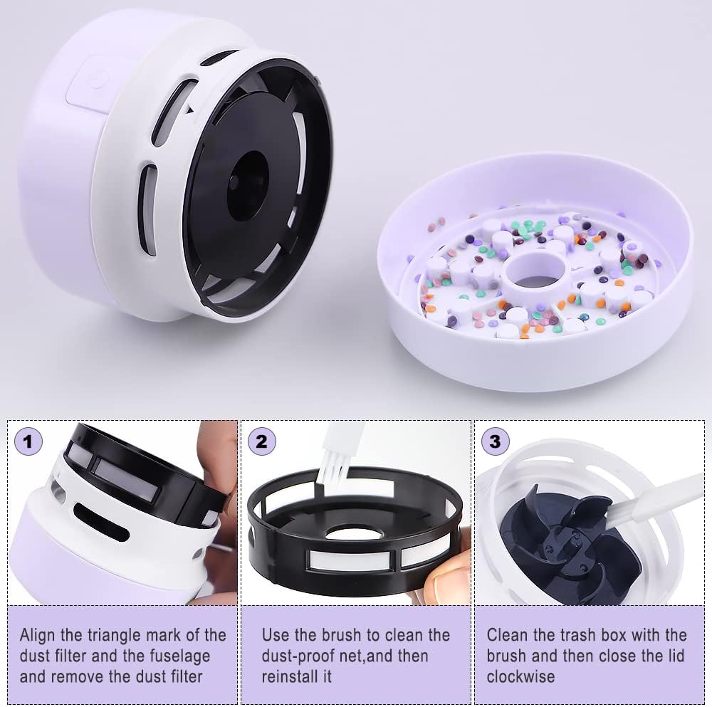 Diamond Tools, Diamond Accessories for Diamonds, Desk Vacuum Cleaner Mini, Hand-Held Vacuum Cleaner for Painting Lover (Purple)