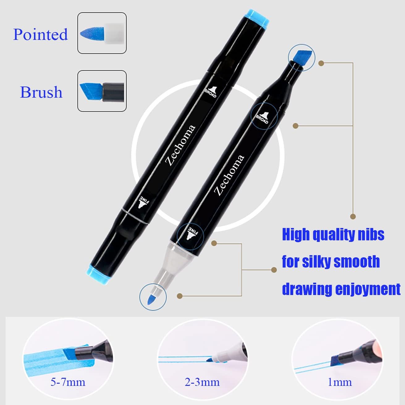 80 Colors Alcohol Markers Artist Drawing Art Dual Tip Markers Perfect for Kids Boys Girls Students Adult(80 Black Shell)