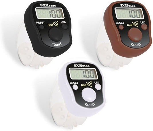 Finger Counter Click Manual Digital clicker, 5pack Stitch Tally Knitting Counters Led Re-settable Digits Pitch Electronic LCD Display finger Number Counter Fr Row, People, Score, Inventory,Crochet