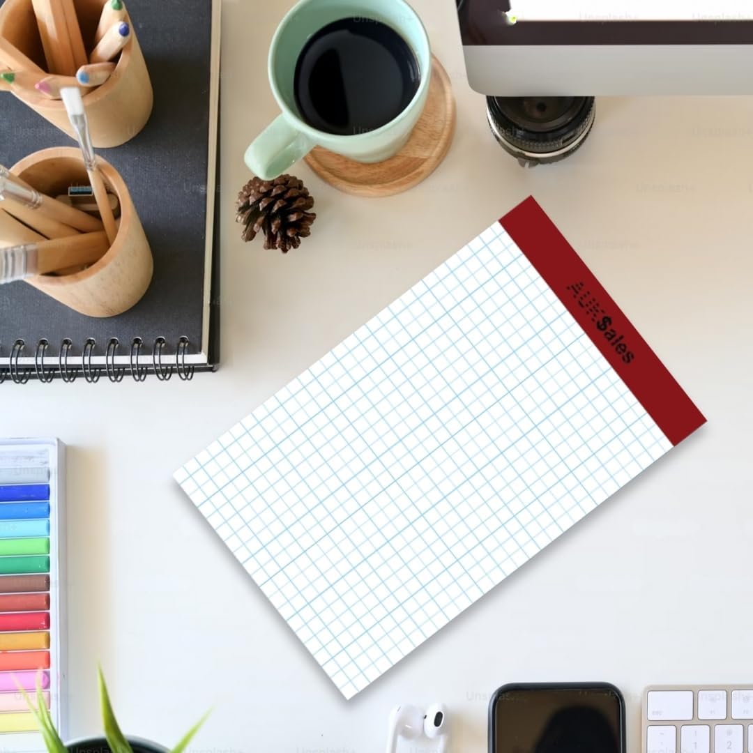 Grid Paper Pad 5x8 Inches, Graph Paper Pad 4x4, Grid Notepad, 3 Pack, 5x8 Graph Paper 1/4 Grid, Graphing Paper, Engineering Pad, 100 Sheets 200 Pages Perforated Pad for School, Home, & Office