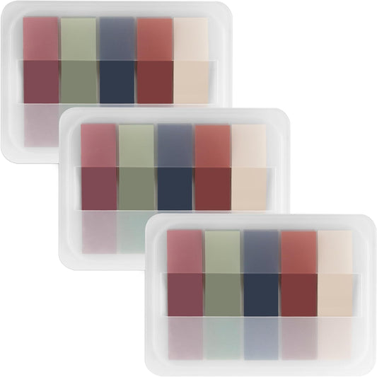 Essex Wares - 300 Pieces - Transparent Sticky Notes Tabs with Case - 5 Warm Colors - 3 Cases - 1.8" x 0.4" - 60 Pieces Each Color - Pop Up Index Tabs - Book Flags for Annotating - Book Sticky Tabs