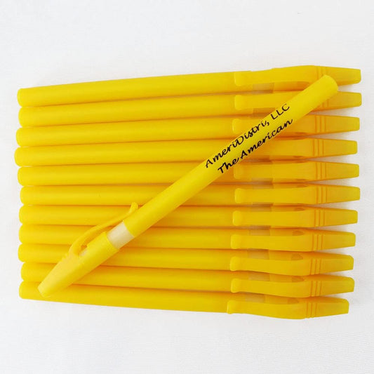 ezpencils - Personalized - Solid Yellow Colored body with a white Silicone Gripper - Willowy Pens - Free Personalization