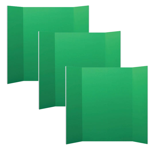Flipside Products 36” x 48” Foam Project Boards for Presentations, Science Fair, School Projects, Event Displays and Trifold Picture Board - Green - 3 Pack
