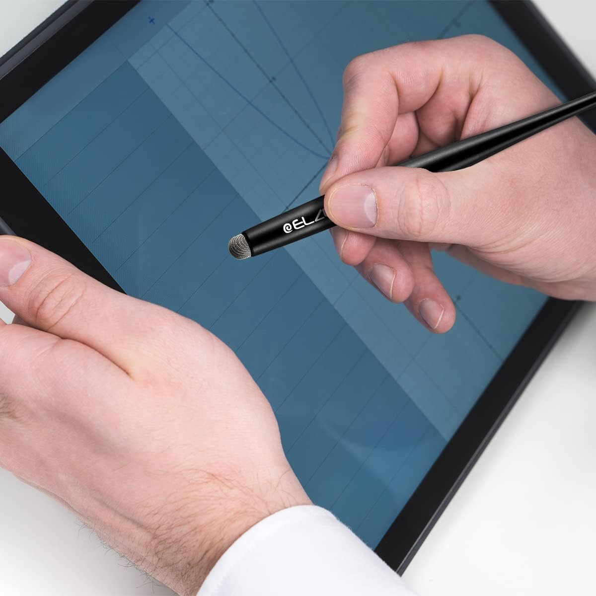 Elzo Capacitive Stylus Pens Premium Metal Slim Combo 4 Pcs Tips for All Touch Screens iPad & Android Tablets DELL/Samsung/HP/Asus/Surface/Samsung/iPhone/LG (Black, Silver, Light Blue & Rose Red)