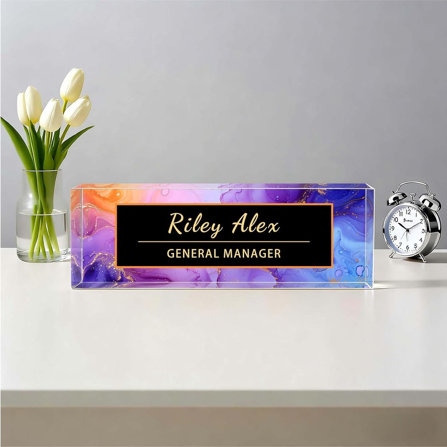 Desk Name Plate Personalized, Office Decor Cute Desk Accessories for Employee Appreciation Gifts Office Gifts for Boss, Teacher (S1)