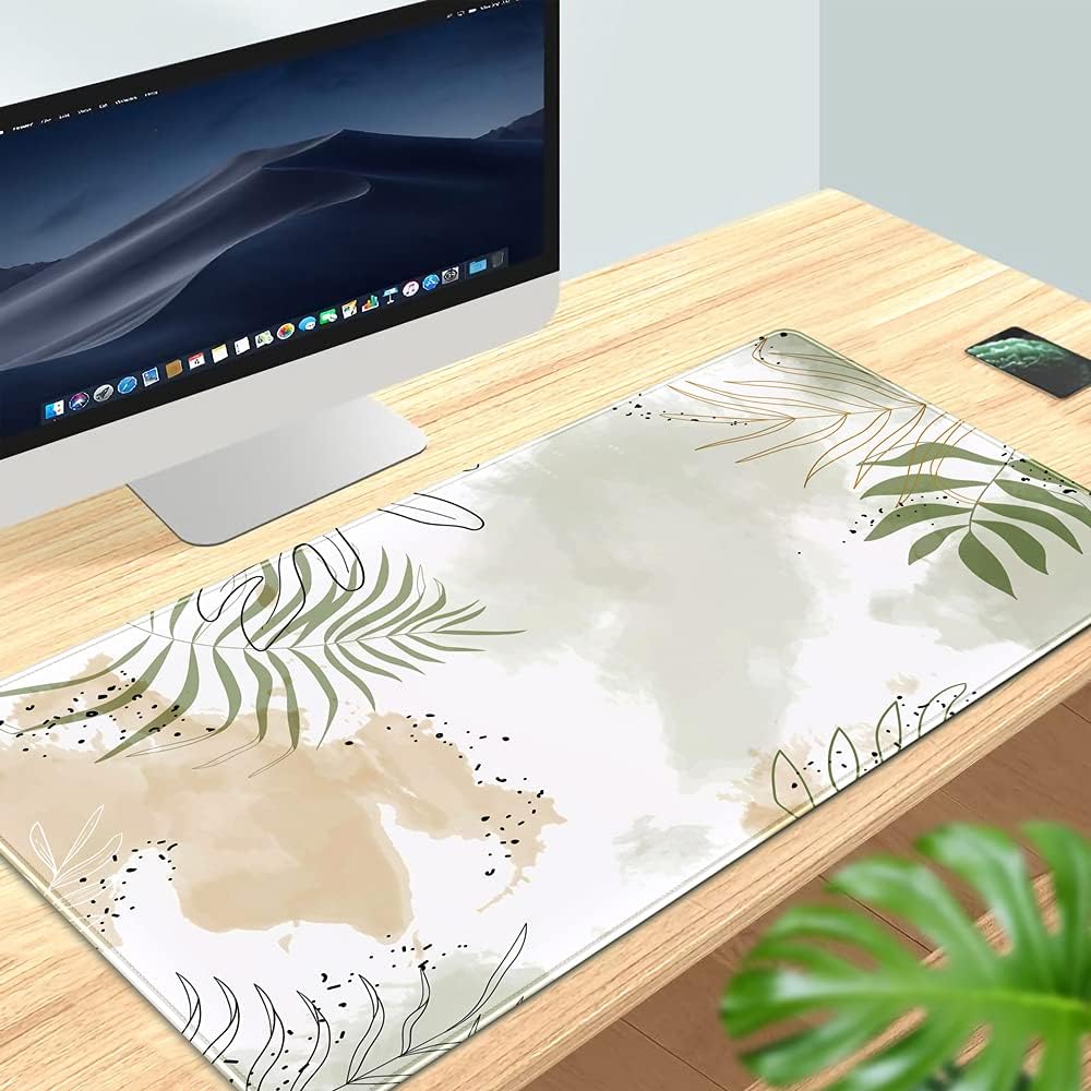 Keyboard mat Kawaii Mousepad Matcha Green Plant Abstract Accessories Desk pad Mouse mat for Desktop Gamer Girl Office Accessories for Women Pink Desk Organizer Large Gaming Pads …