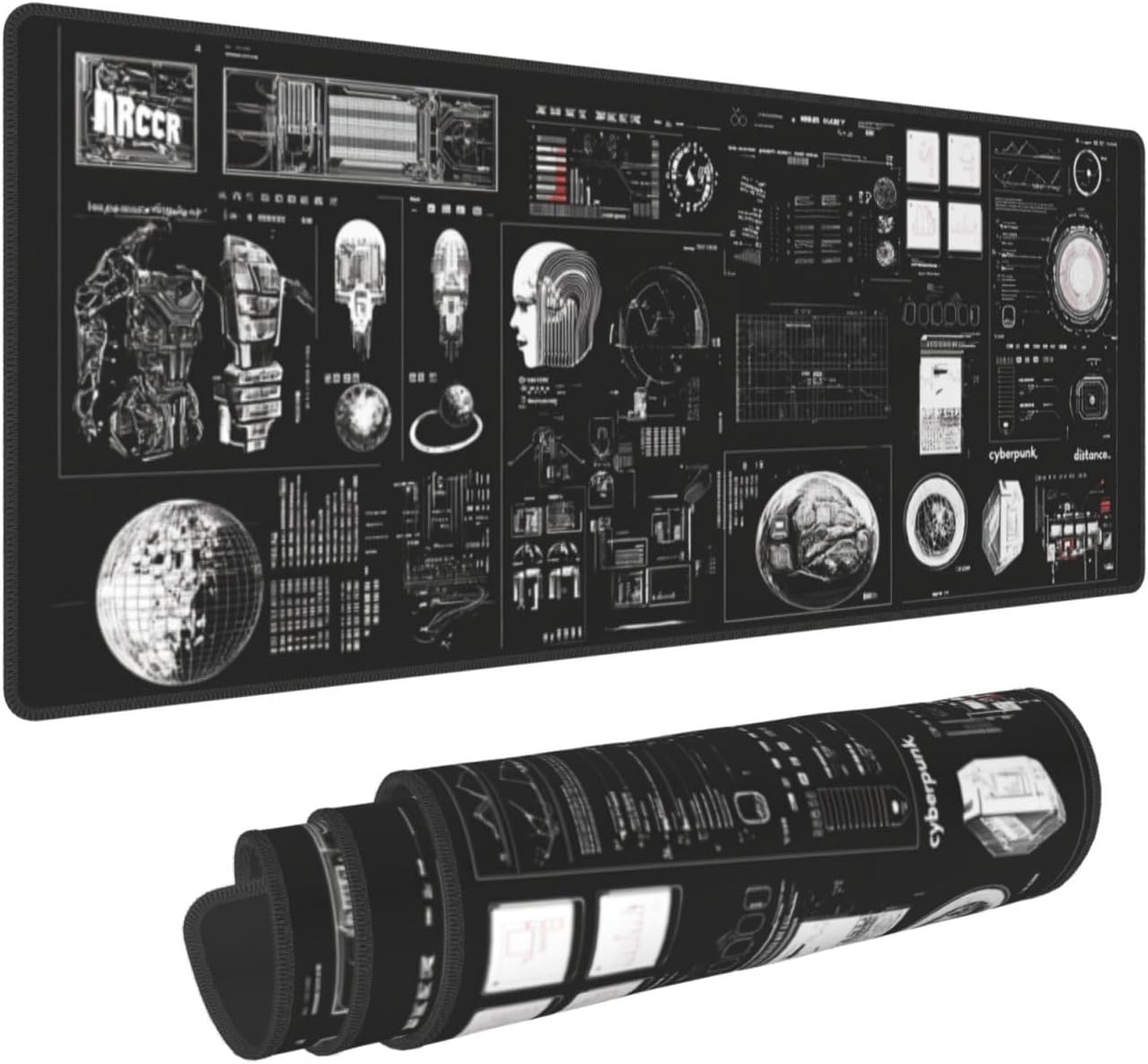 Machine Composition Mouse Pad 31.5 X 11.8 Inch Big Desk Rubber Base Stitched Edges Keyboard Pad XXL Mouse Mat for Home Game and Office