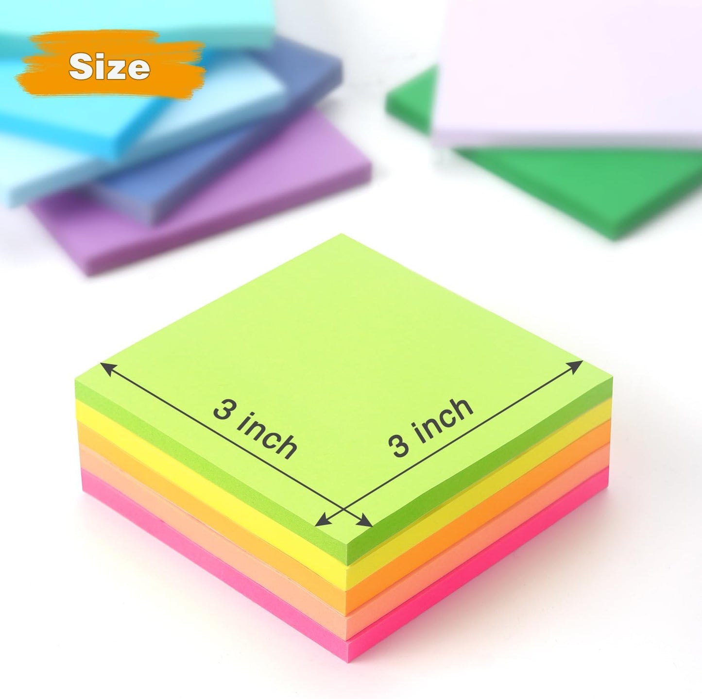 12 Pack Bright Colors Sticky Notes 3x3 Inch, Strong Sticky Self-Adhesive Notepads, 50 Sheets/Pad, 12 Multicolor for Office, School, and Home Organization
