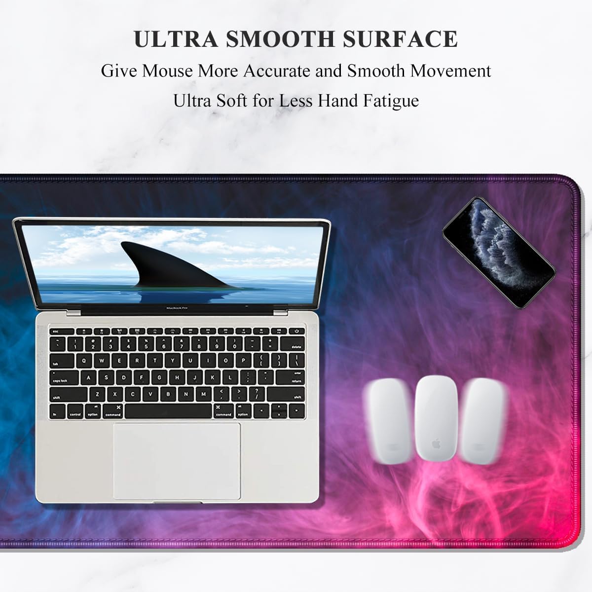 Auhoahsil Large Gaming Mouse Pad, XXL 35.4 x 15.7 in Desk Pad Stitched Non-Slip Rubber Long Computer Mousepad Thin Extended Full Size Desk Mat for Desktop, Laptop, Wireless Mice, Purple