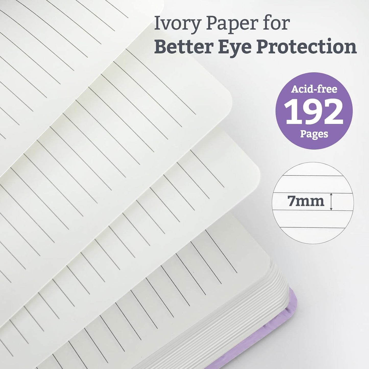 Hardcover Lined Bullet Dotted Journal Notebook, A5 140 192 Pages 100 120Gsm Paper College ruled for School,Work,Travel,and Daily Planning，5.7''*8.3'' (6, Lavender, A5 Lined)