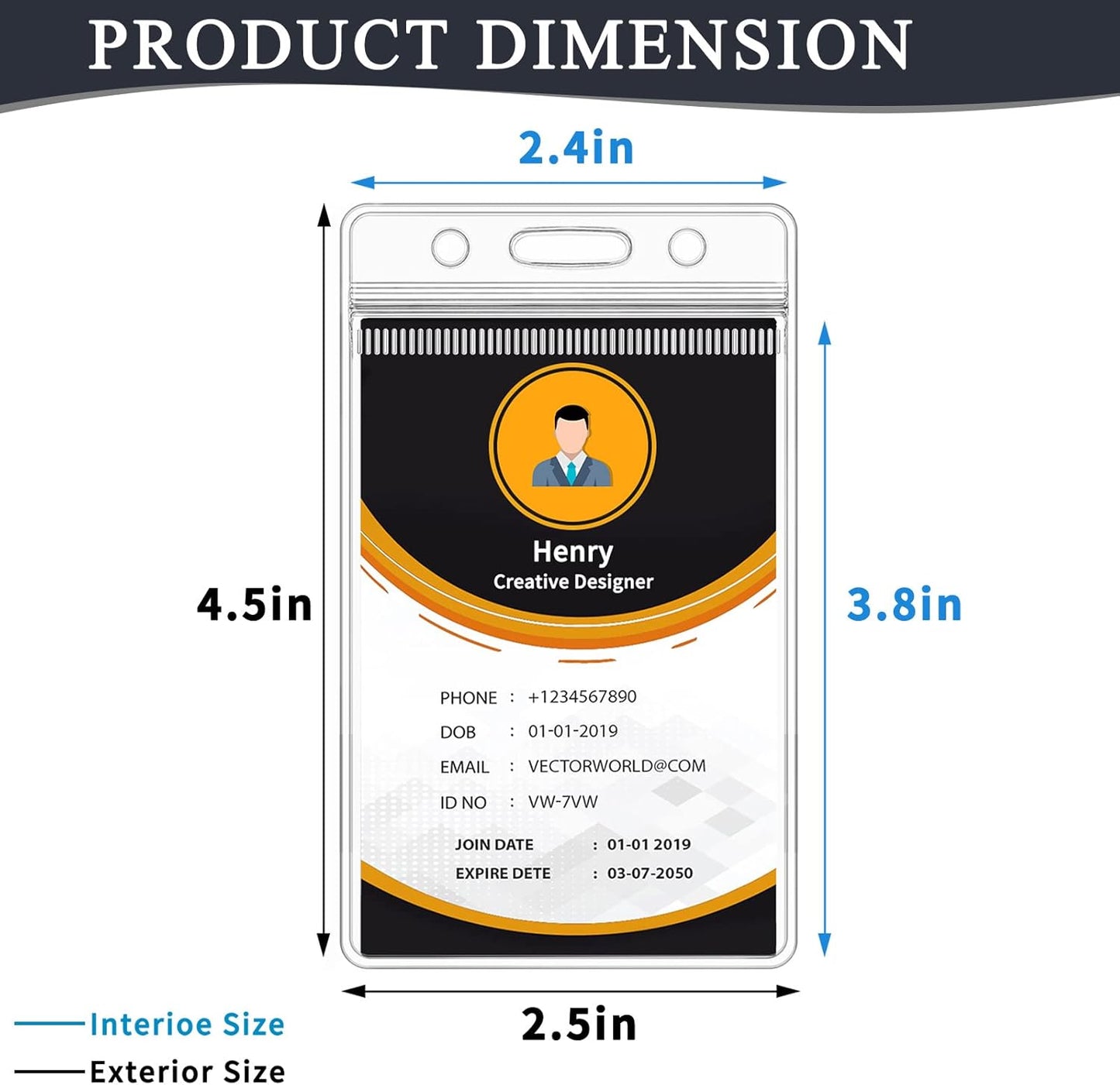 120 Pack ID Badge Holder - Vertical Badge Holder, 2.25" x 3.5" Clear Cards Holders for Lanyard, Plastic Sealable Waterproof, Name Tag Holder for Nurses, Office and School