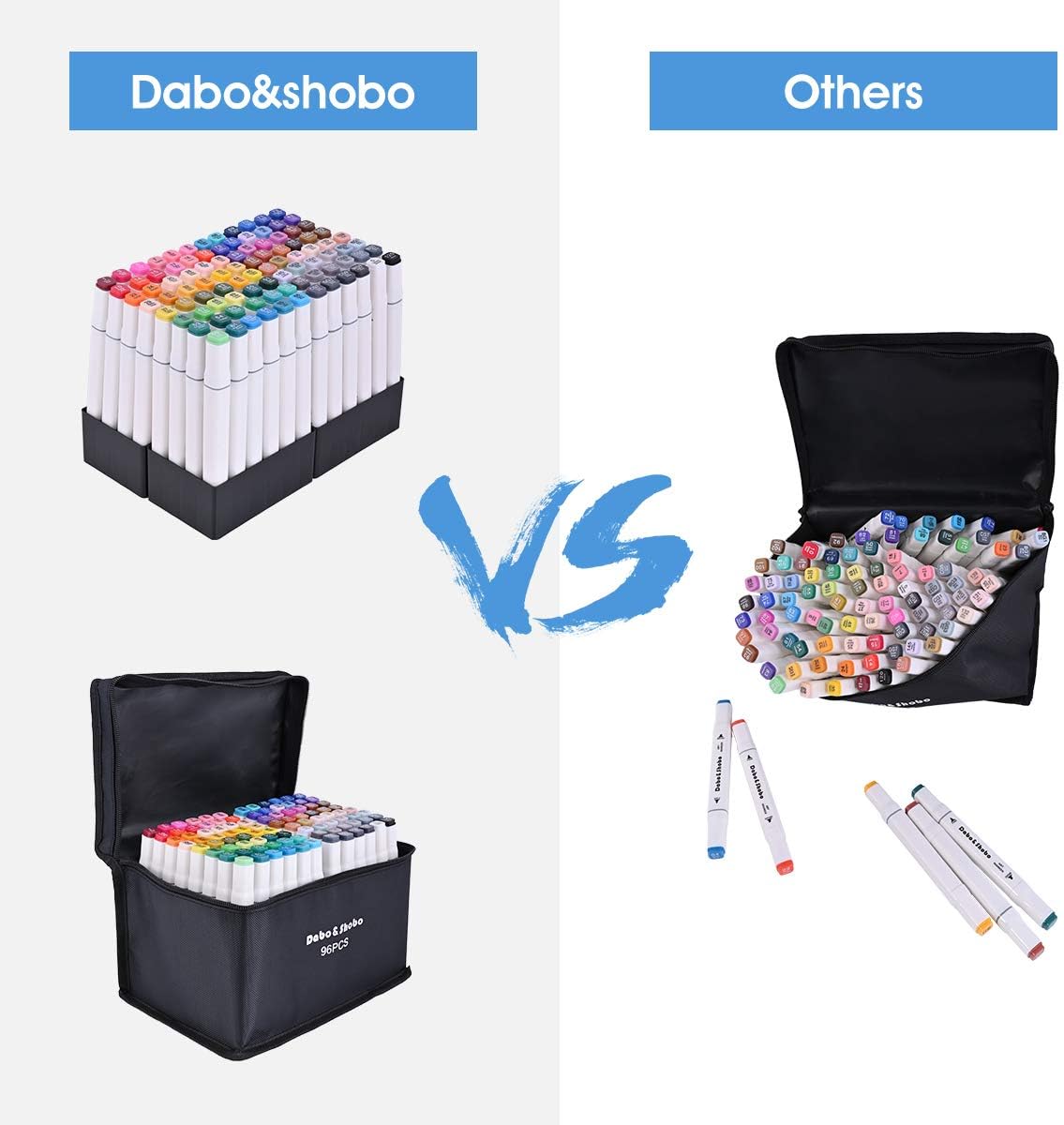 Dabo&Shobo 96 Color Dual Tip Alcohol Art Markers for Kids and Adults - Fine & Chisel Tips for Sketching and Coloring