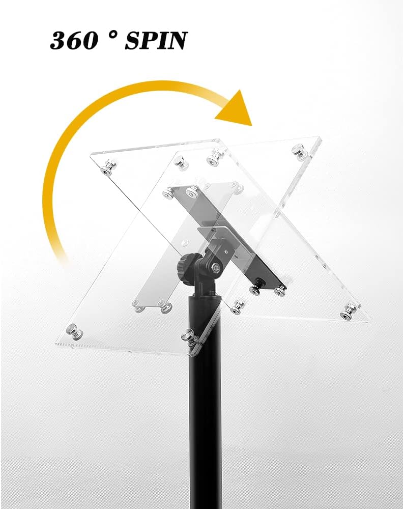 DISPLAYSWORKER Adjustable Heavy Duty Pedestal Acrylic Sign holder floor Stand,sign stand poster stand ,Standing Floor for 11 x 17 inch,Silver (silver, acrylic frame 11-x-17-inch)