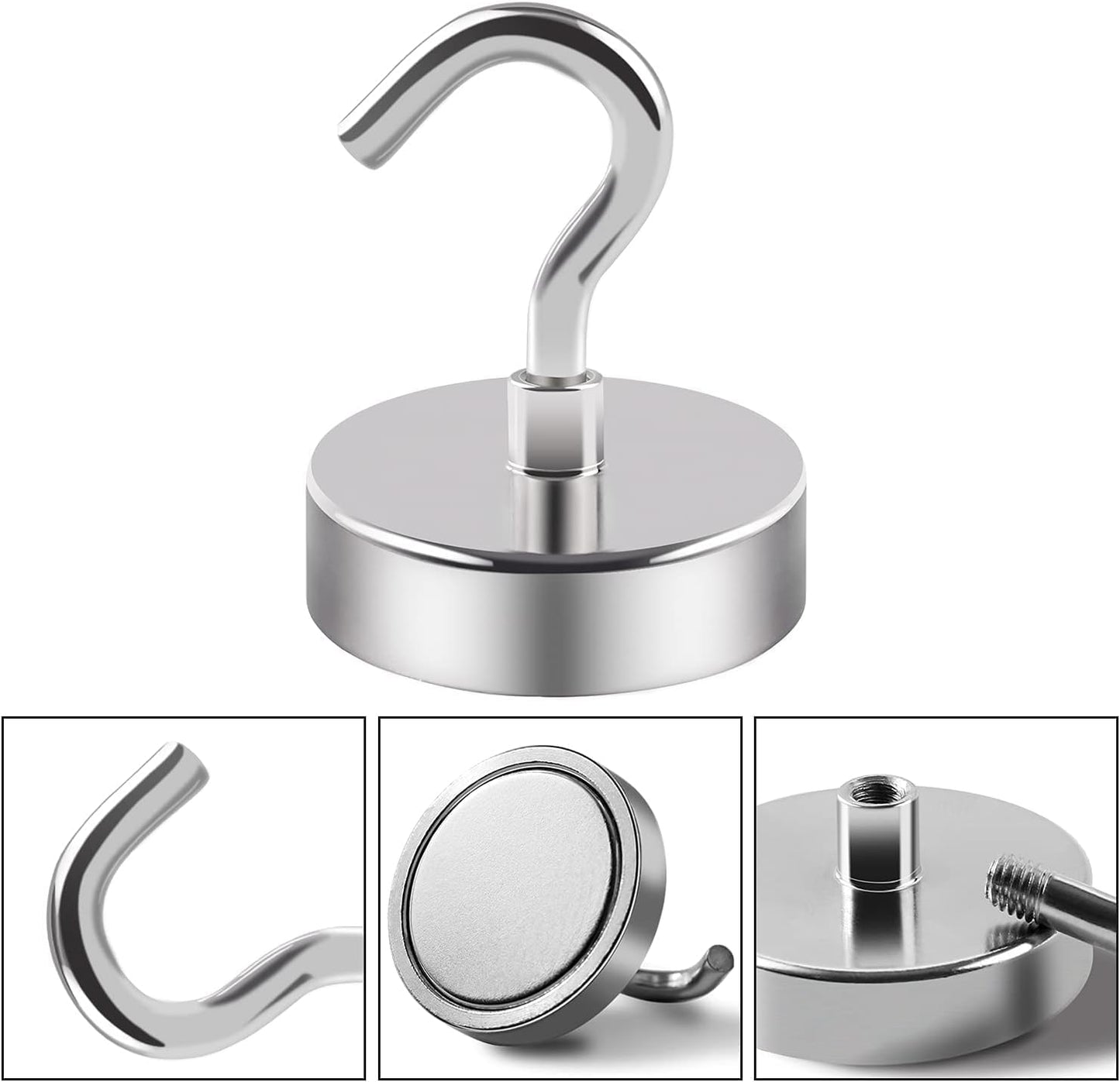 DIYMAG 6 Packs Magnetic Hooks,150 Lb Heavy Duty Neodymium Magnets for Refrigerator, Strong Cruise Ship Essentials Hook for Hanging, Magnetics Hanger for Grill