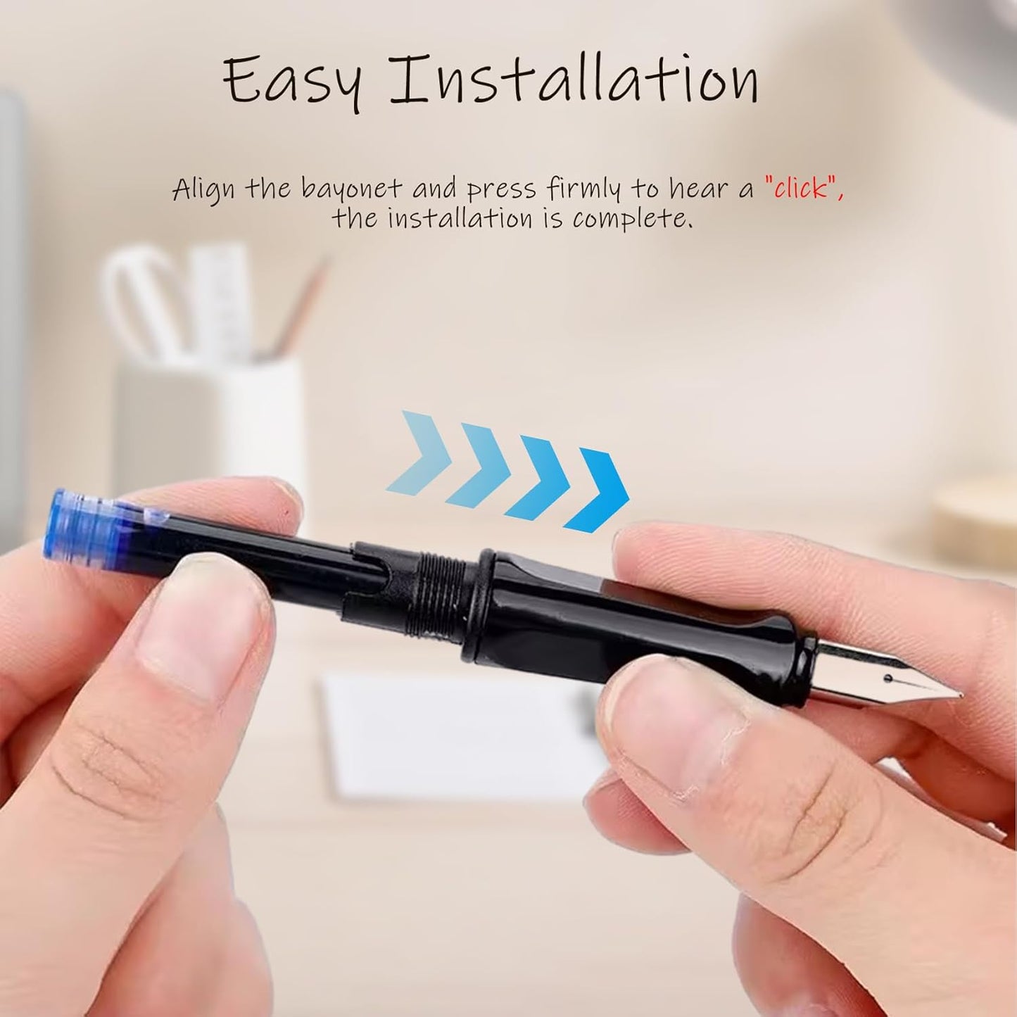 Blue Ink Cartridge for Fountain Pen Ink Cartridge Refillable Business Writing Pens Disposable Ink Pen Refills 3.4 mm Bore Diamete Set of 60 Refill