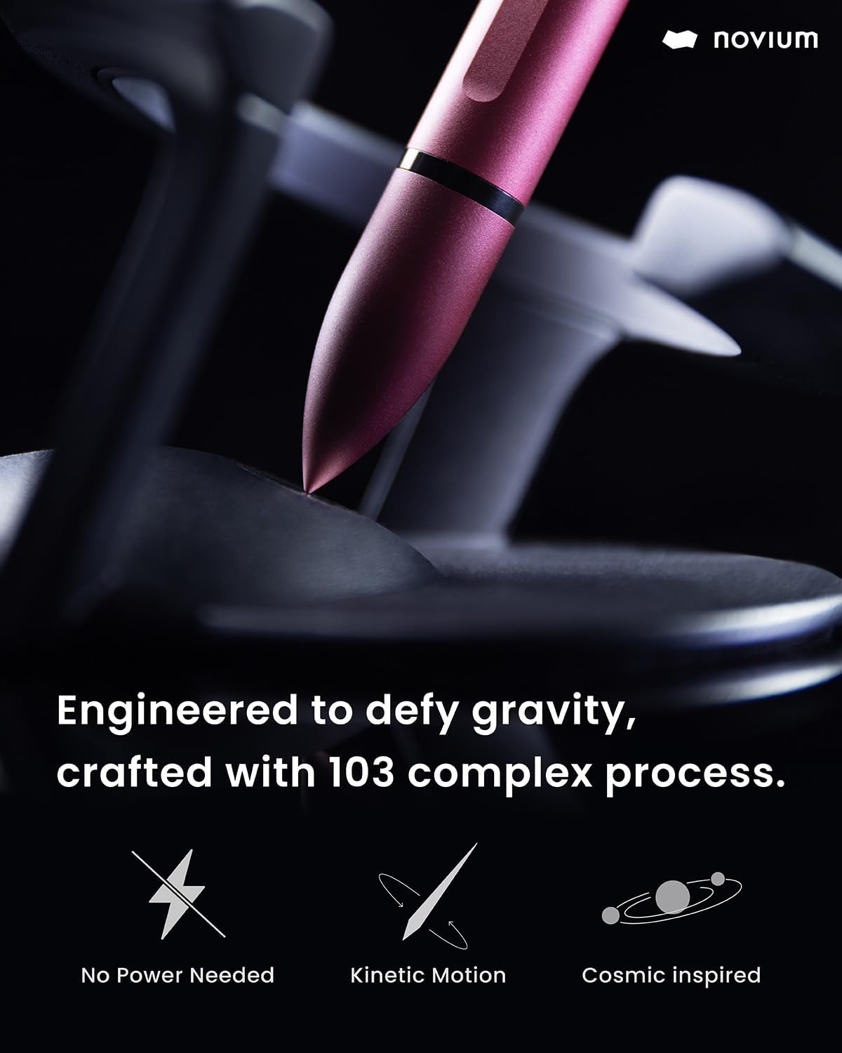 novium Hoverpen Interstellar, Mars Magma, Ballpoint Pen, Unisex, 23.5 Degree Angle, Schmidt Ballpoint Cartridges, Smooth Writing, No Spills, No Spotting, No Explosions