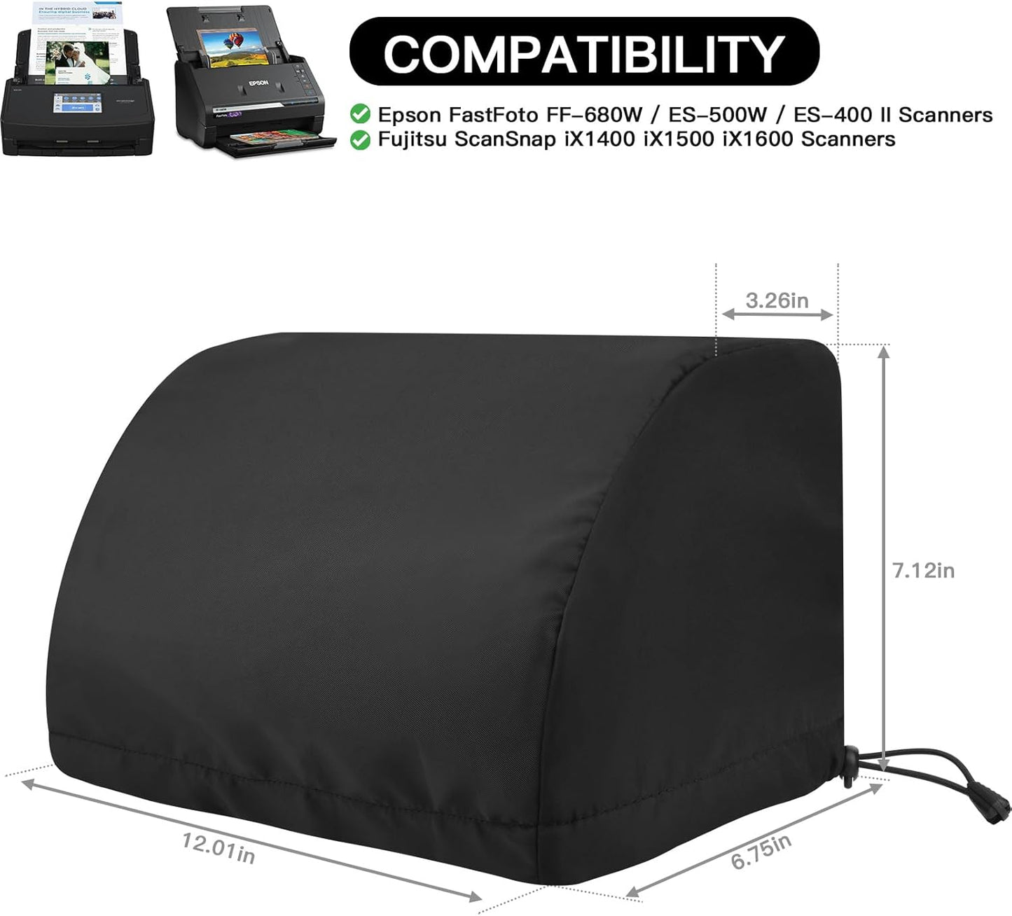 Dust Cover for Epson FastFoto FF-680W Wireless Desktop Document Scanner, Antistatic Protector Case Compatible with ScanSnap iX1600 iX1500 iX1400 Photo & Receipt Scanner (Case Only)