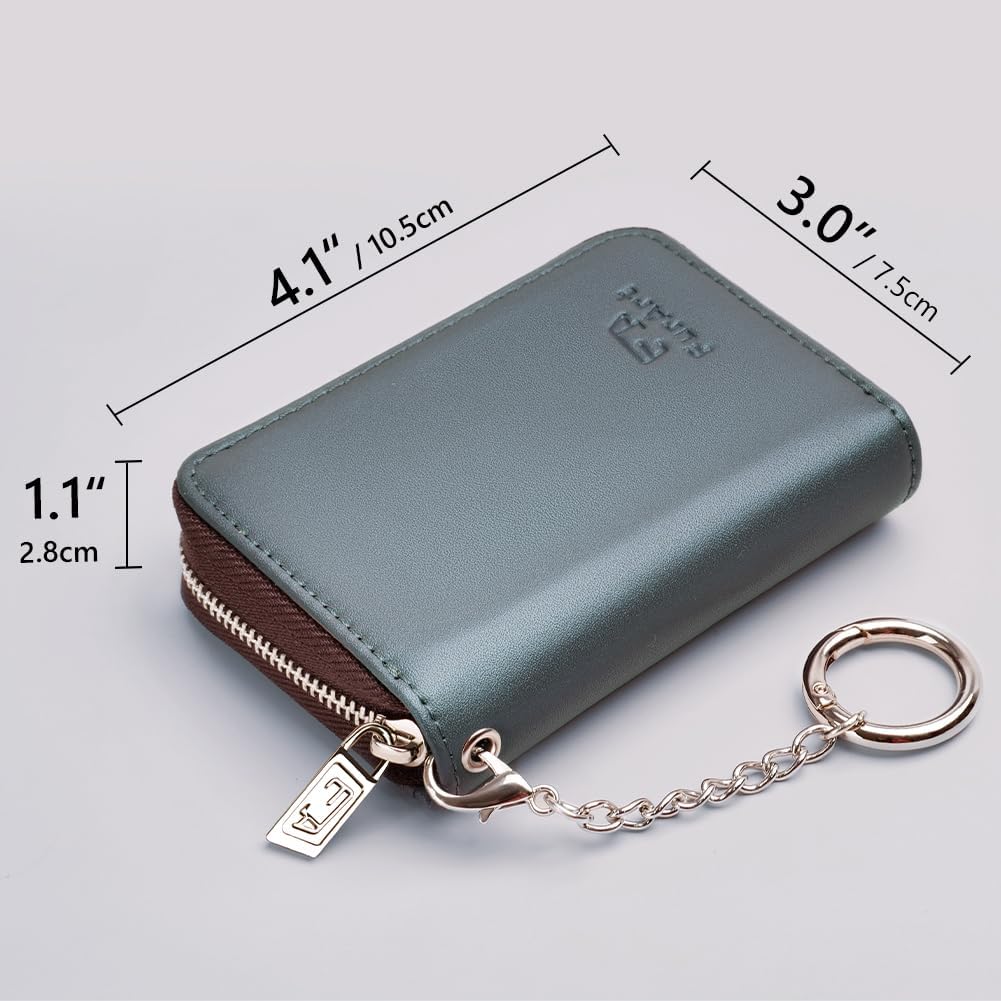 FurArt Zipper Wallet Women, RFID Blocking Credit Card Wallet, Business Card Holder, Compact Size KeyChain Wallet