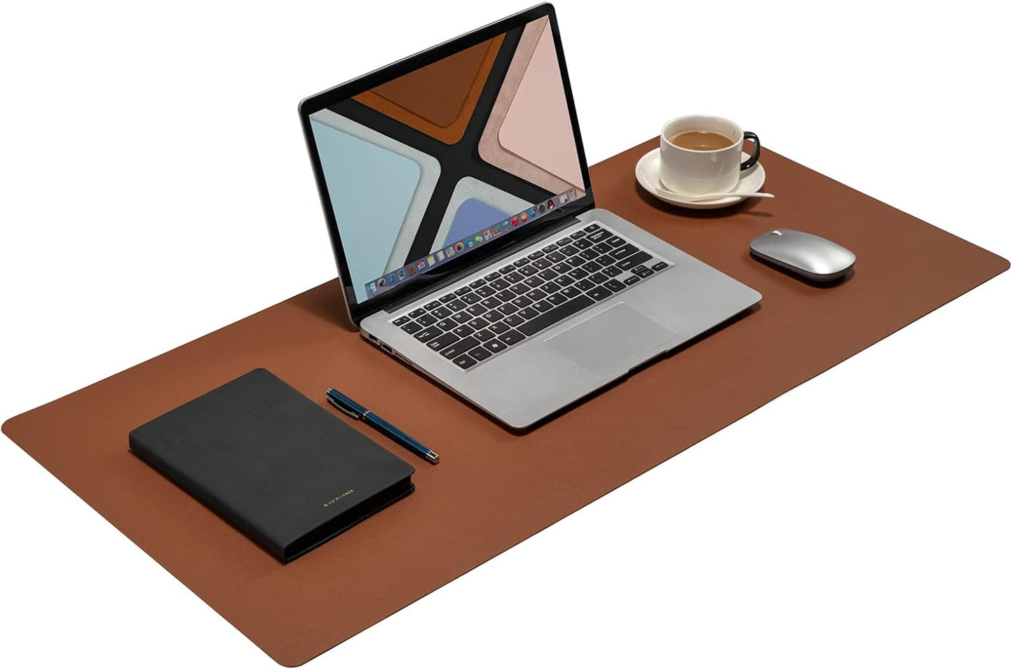 Desk Pad Blotter,Wolaile 36x17 in Large PU Leather Mouse Pad,Waterproof Non-Slip Writing Desktop Protector Mat,Office Desk Accessory,Brown