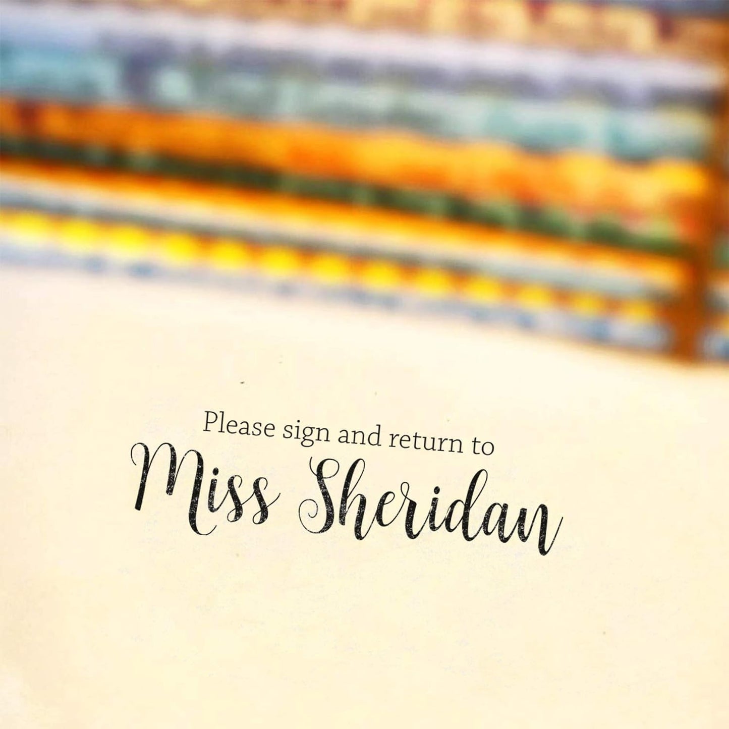 Custom Self-Inking Xtra Large Stamps | 49 Fun Phrases | Grading Made Easy | Classroom, Library Book Stamps | Sign and Return Script