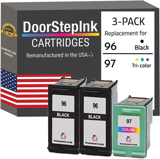 DoorStepInk Remanufactured Ink in The USA Cartridge Replacements for HP 96 2 Black C8767WN 1 Color C9363 for HP DeskJet Series: 5740, 5940, 6520, 6540, 6620, 6830v, 6840, 6940, 6980, 9800