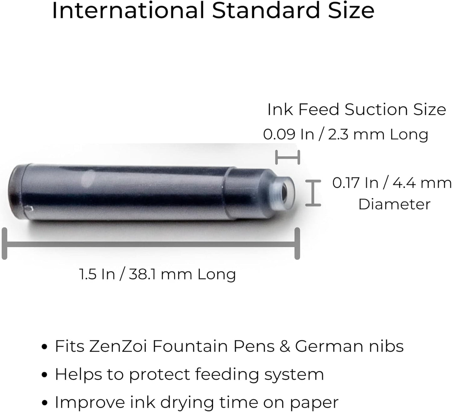 ZenZoi Fountain Pen Ink Cartridge Refills- 24 Bulk Premium Blue Case- Professional Grade, International Size, Non-Toxic Ink- Smooth, Blotch-Free Writing for Luxury Pens – German Nibs (Blue)