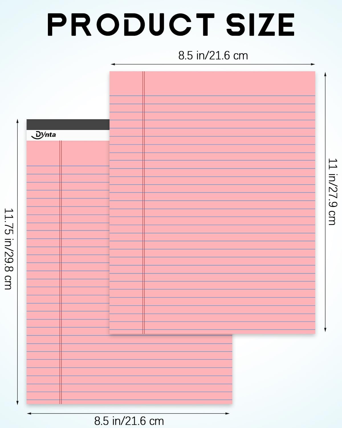 Dynta Legal Pads 8.5 x 11 Note Pads 12 Packs Bulk, Wide Ruled Assorted Colored Notepads Micro Perforated, Writing Legal Pad for Home School Office Business Travel Work, 45 Sheets/90 Pages