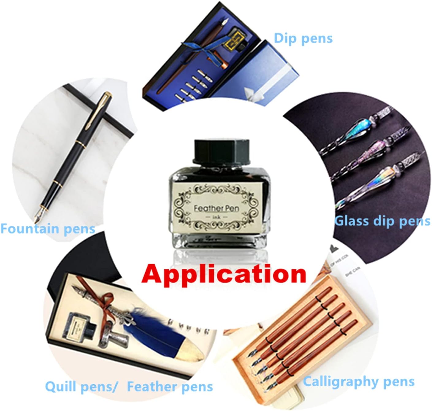 Black Calligraphy Ink No Carbon No Blocking Fountain Pen Ink Suitable for Feather Pen Quill Pen Dip Pen Calligraphy Pen Painting Pen 15ml