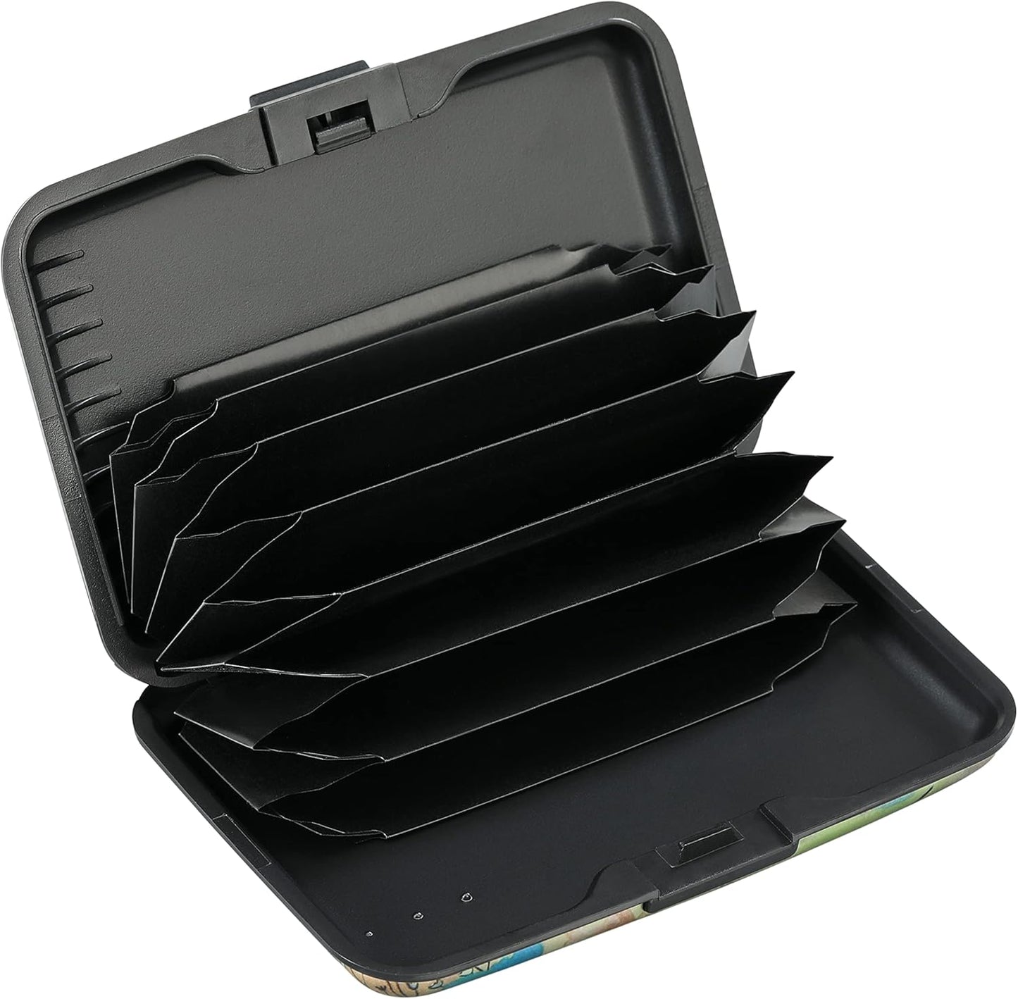 ELFISH Mini RFID Aluminum Wallet Credit Cards Holder Business Card Case Metal ID Case for Men Women(Blue Flower)