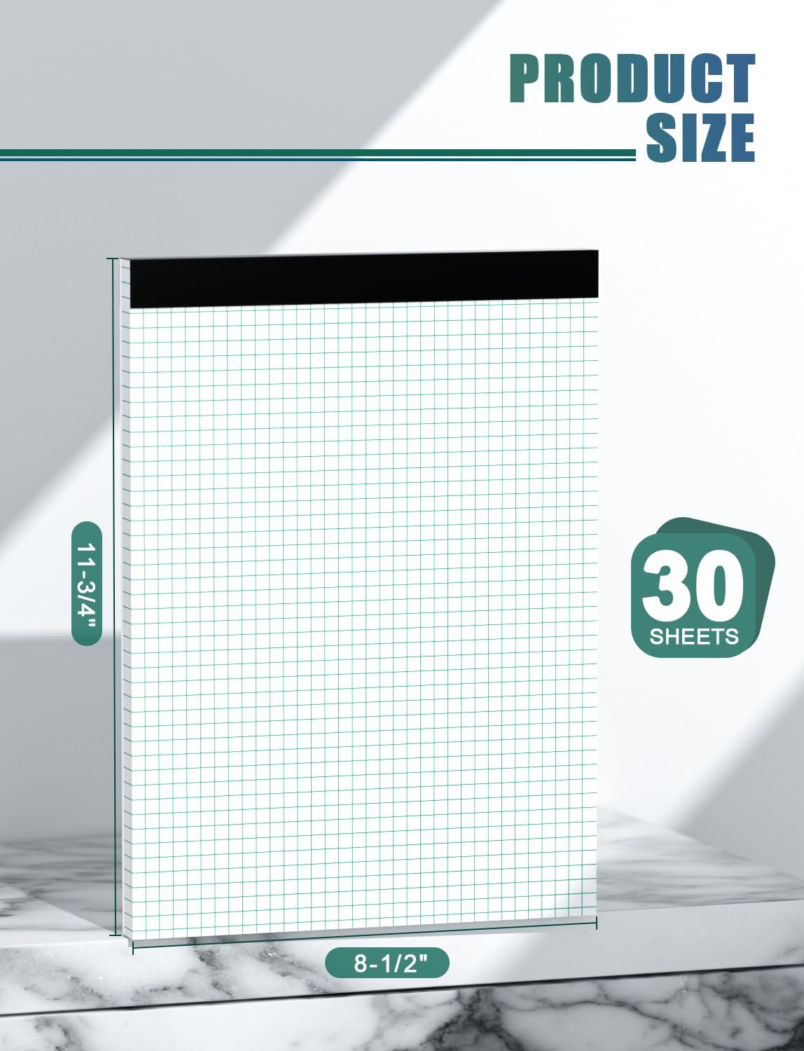 Graph Paper Pads 8.5 x 11, 4x4 Graph Ruled, 3 Pack 1/4 Graph Paper Notebooks, Grid Paper Pad Notebook 8-1/2" x 11" Graphing Paper, Perforated Quadrille Pad, 70GSM White Graft Paper Pads, 30 Sheets/Pad