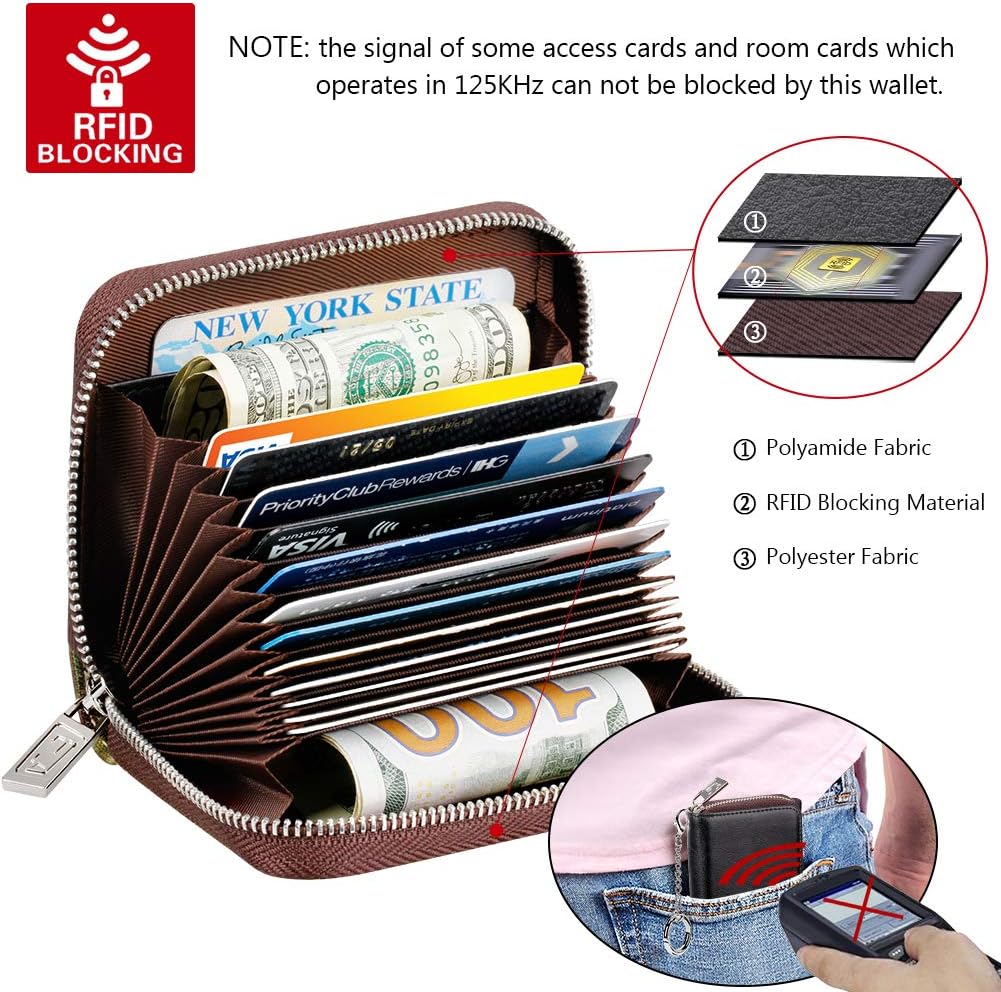 FurArt Zipper Wallet Women, RFID Blocking Credit Card Wallet, Business Card Holder, Compact Size KeyChain Wallet