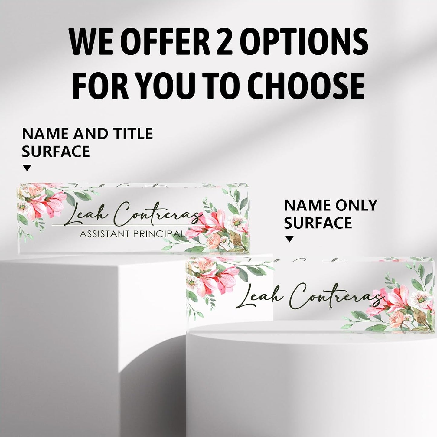 Desk Name Plate Personalized, Custom Name Plate for Desk, Office Desk Decor for Women and Men, Employee Appreciation Gifts Office Gifts for Boss, Manager, Teacher, Nurse (Tender Flower)