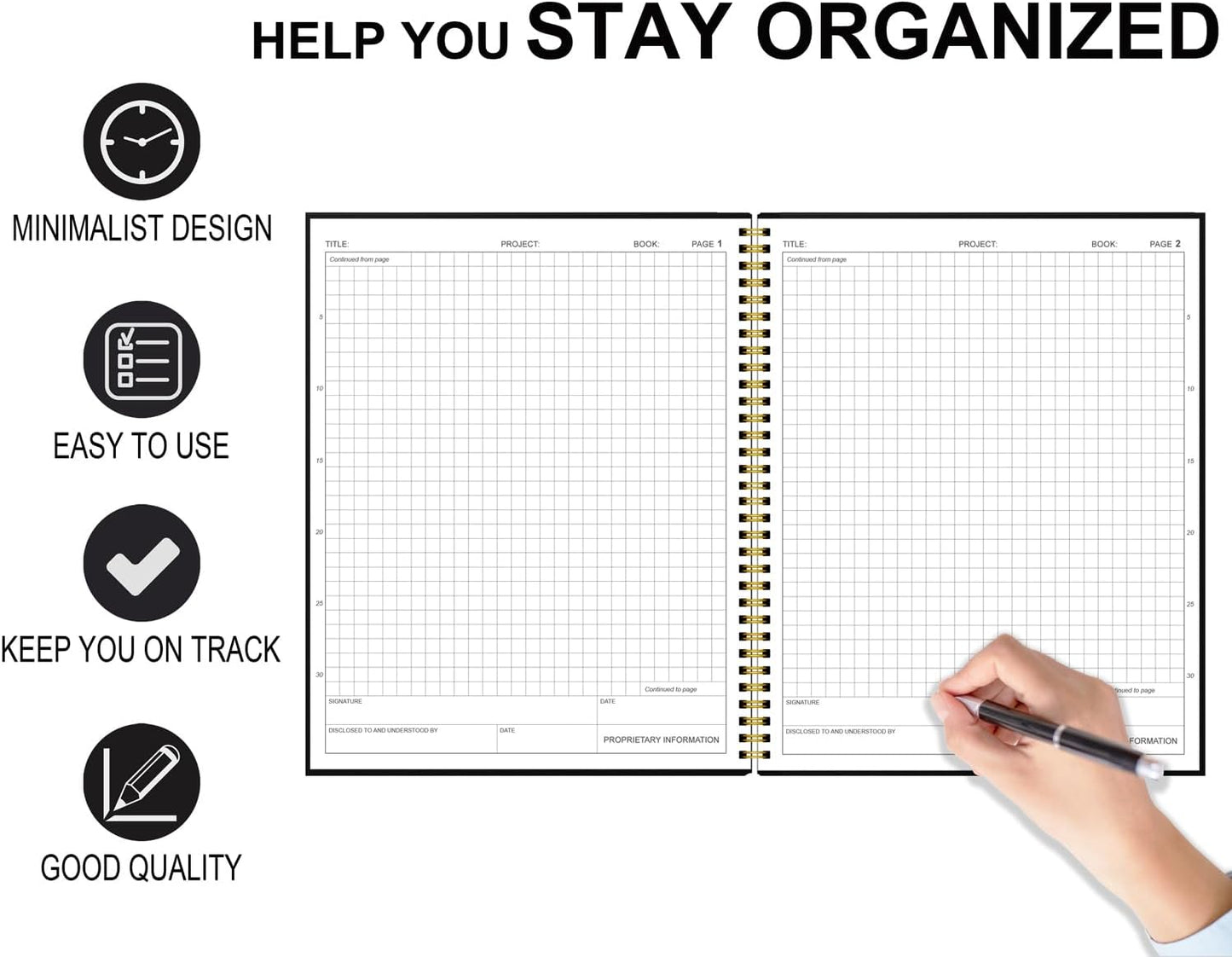 Engineering Notebook/Engineer Graph Paper Notebook - (.25" Grid Format), Lab Notebook Quad Ruled Book with Grid Pages: Table of Contents for Chemistry, Physics, Biology, 8" x 10", Spiral Bound, Red