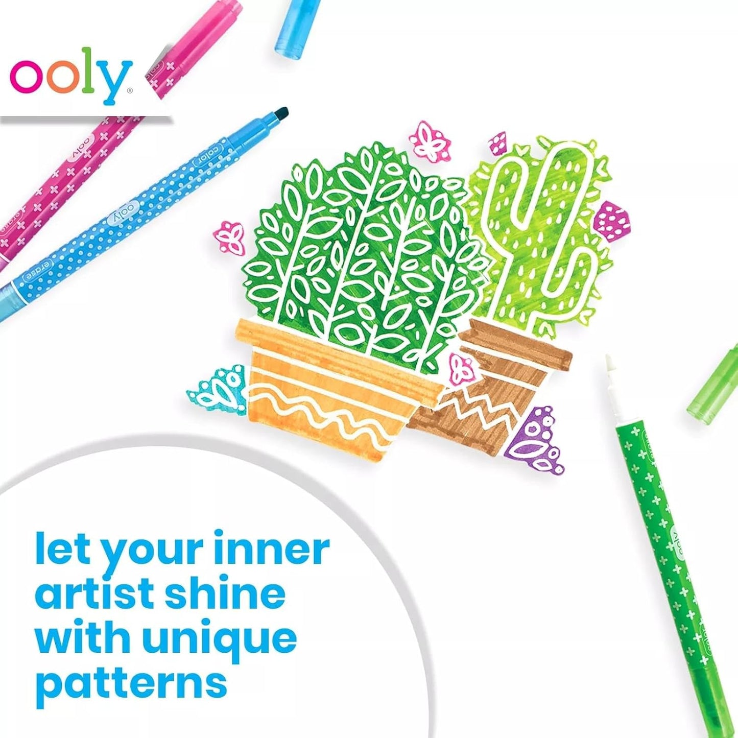 Ooly Make No Mistake Erasable Markers, Stress and Mess Free Marker Pack You Can Erase, Drawing & Coloring Pens for Kids and Adults, Colorful Back to School Supplies for Any Arts & Crafts, Set of 12