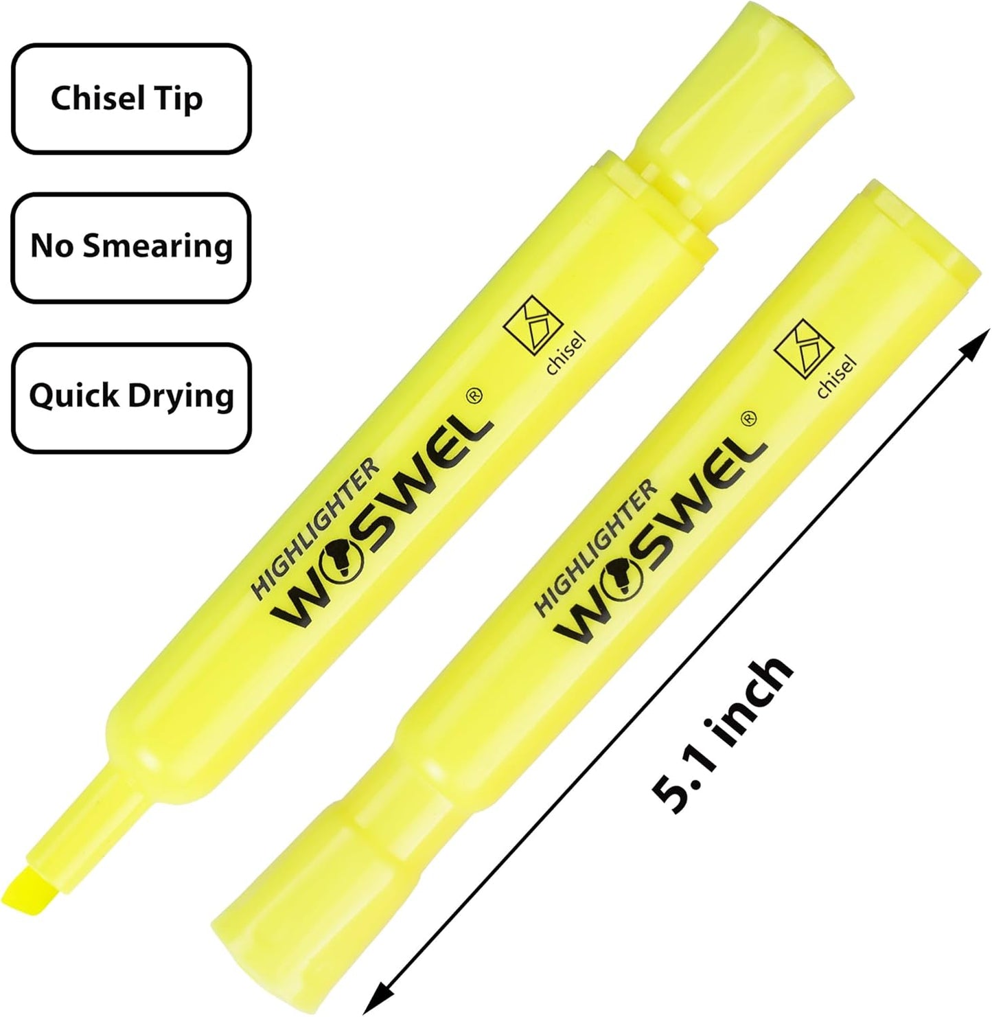 Highlighters Bulk, 72 Pack Tank Style Highlighters Set, Fluorescent Yellow, Chisel Tip Highlighter Markers Bulk for Kid and Adult Coloring, Highlighting as School Supplies