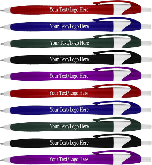 SyPen Personalized Pens With your Custom Logo or Text-500 Pack Bulk-for Businesses, Parties, and Events, Custom Printed Slim Ballpoint Click Pens, Assorted Barrel Colors, Black Ink