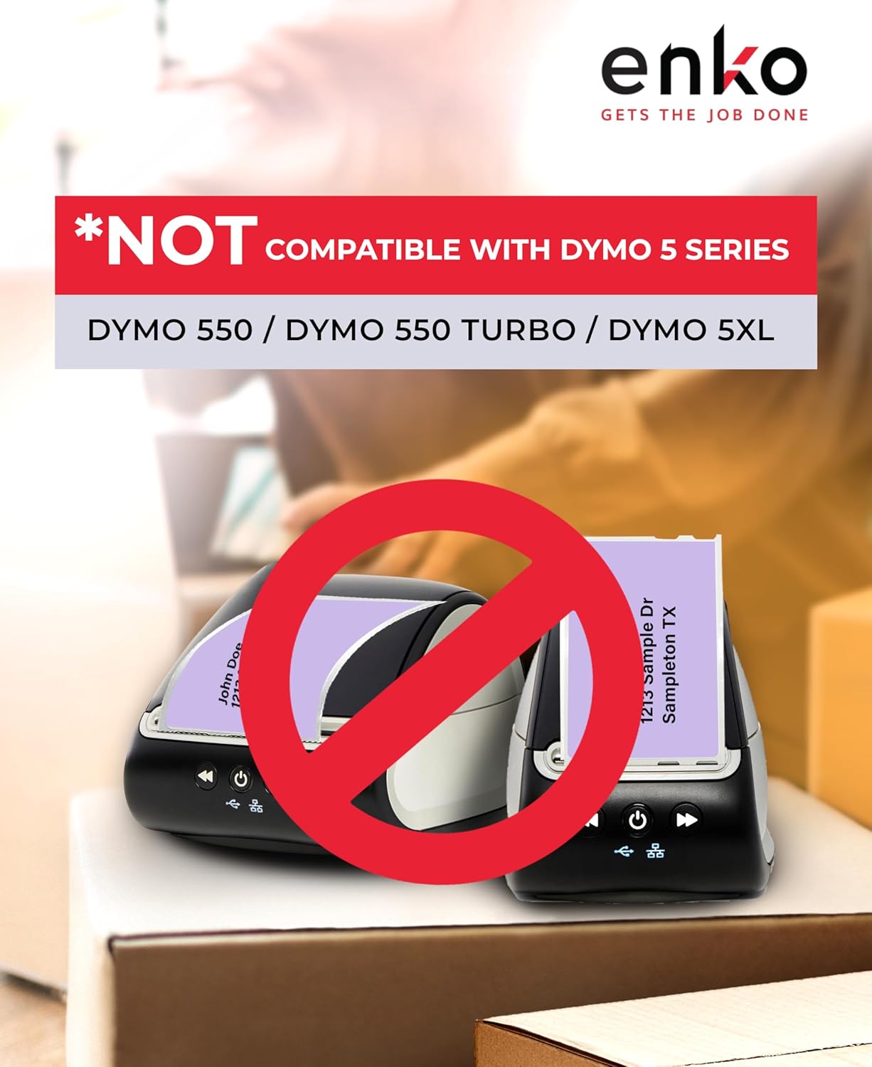 enKo [6 Rolls, 1800 Direct Thermal Labels] Lavender Colored Compatible for Dymo 30256 Label (2-5/16 x 4") Use with Dymo, Rollo Thermal Printer as Shipping & Mailing Labels