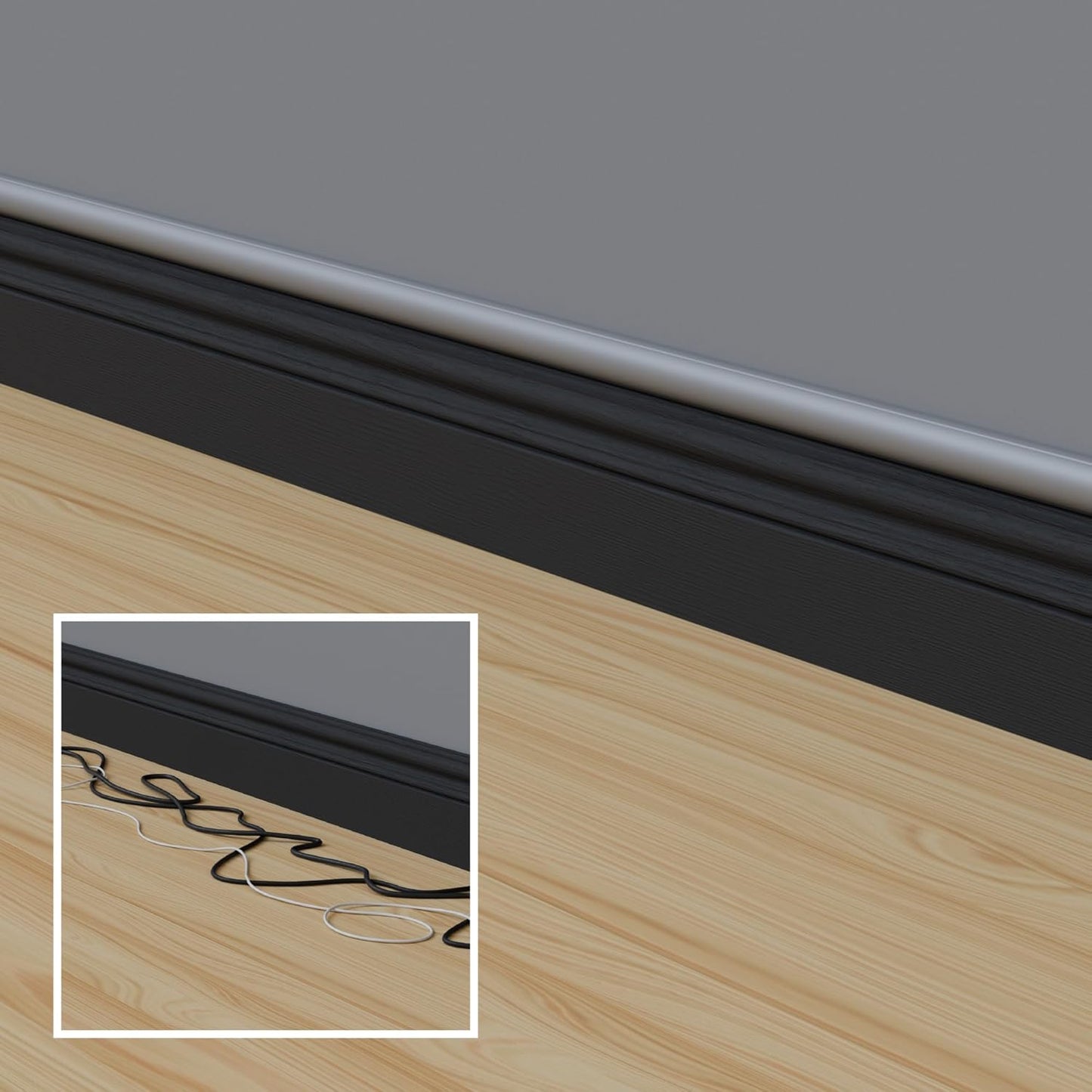 D-Line Cord Cover, Decorative Wall Cord Hider, Paintable Cable Concealer, Cable Raceway, Wire Cover, Wall Mounted TV Wire Hider, Electrical Cable Management - 1.18in W x 0.59in H x 39in Length - Gray