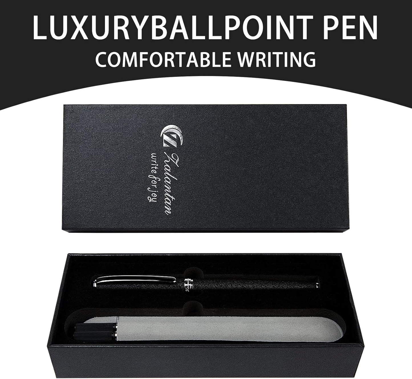 Nice pens,luxury pen with cace,fancy pens Ballpoint Pen Smooth writing experience stylish design effortless writing executive pen-Gift Box with 0.5mm Black 2 Extra Refill (Black)