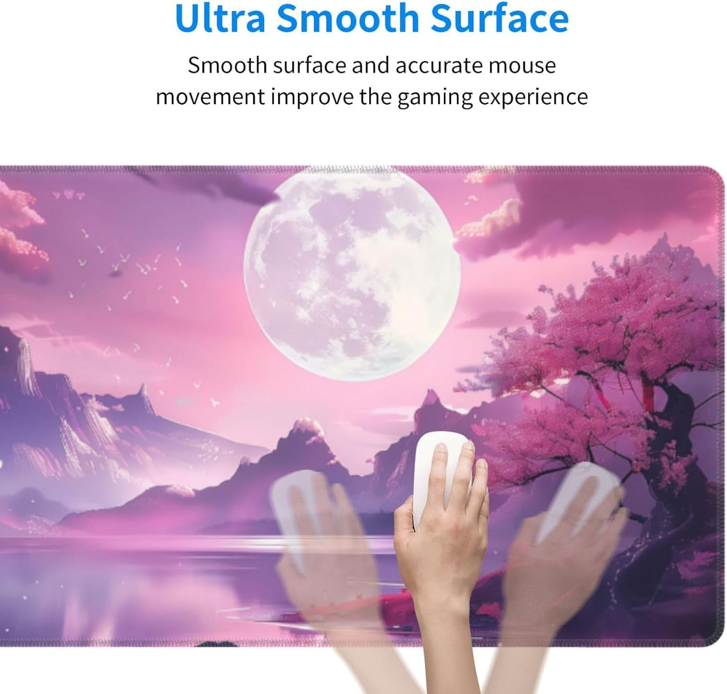 Gaming Mouse Pad Desk Pad,Extended Big Mouse Pad,31.5x11.8 Inch Long Computer Keyboard Mouse Mat Mousepad with 3mm Non-Slip Base and Stitched Edge for Gaming and Office… (Pink Canyon)