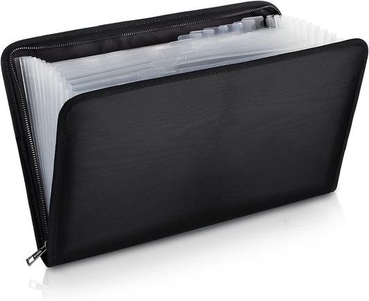 ENGPOW Legal Size Expanding File Folder Important Document Organizer Fireproof Document Bag with 13 Pockets,Color Labels,Non-Itchy Silicone Coated Portable File Wallet Large Capacity(16" x 10.6")