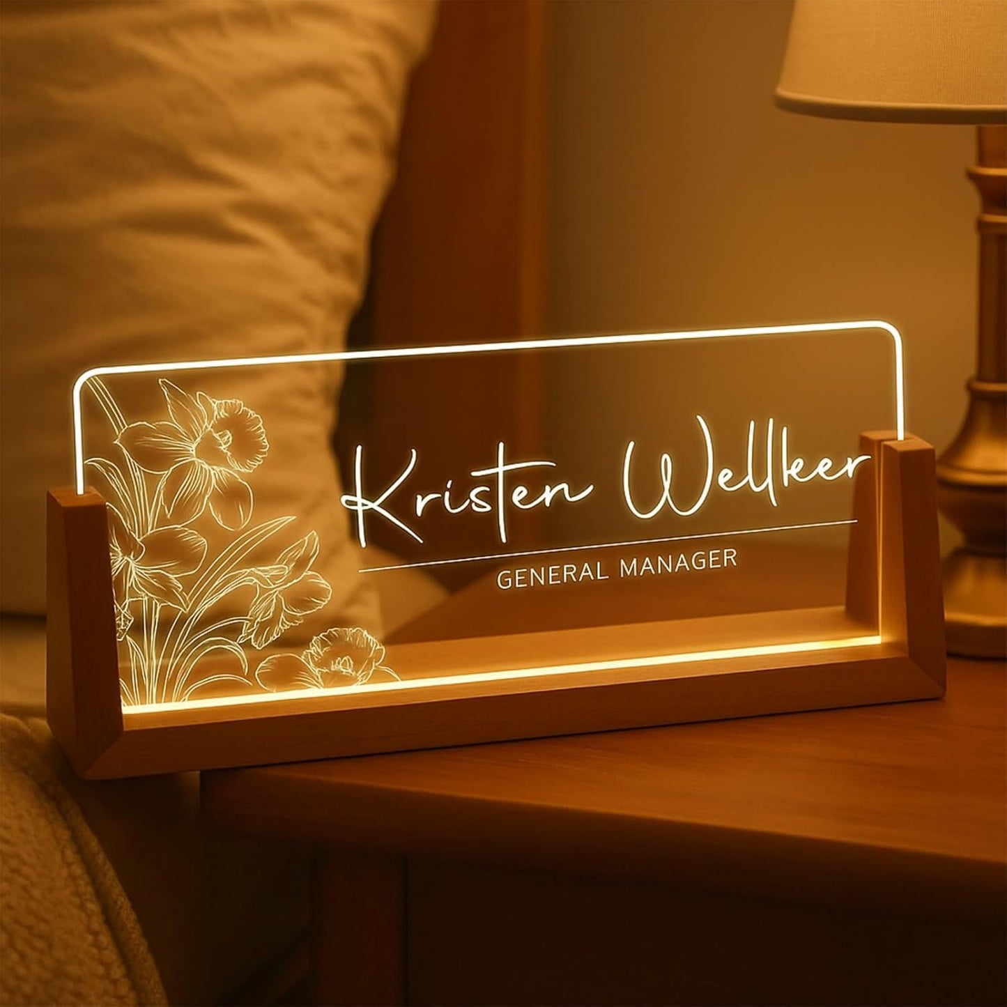 Desk Name Plate Personalized Custom Light Up Office Name Plate Customized Acrylic Name Plates for Desks Personalized Gifts Office Decor for Boss Coworkers Teacher Employee Appreciation Gifts (Design3)