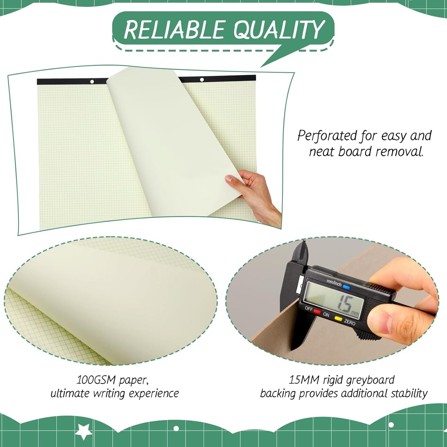 Fainne Large Engineering Graph Paper Pad 22''x17'' Landscape 4" x 4"Grid Pad Giant Drafting Sketching Graph Paper for Engineer Architect Designer Mathematician Draftsman(Beige and Green)