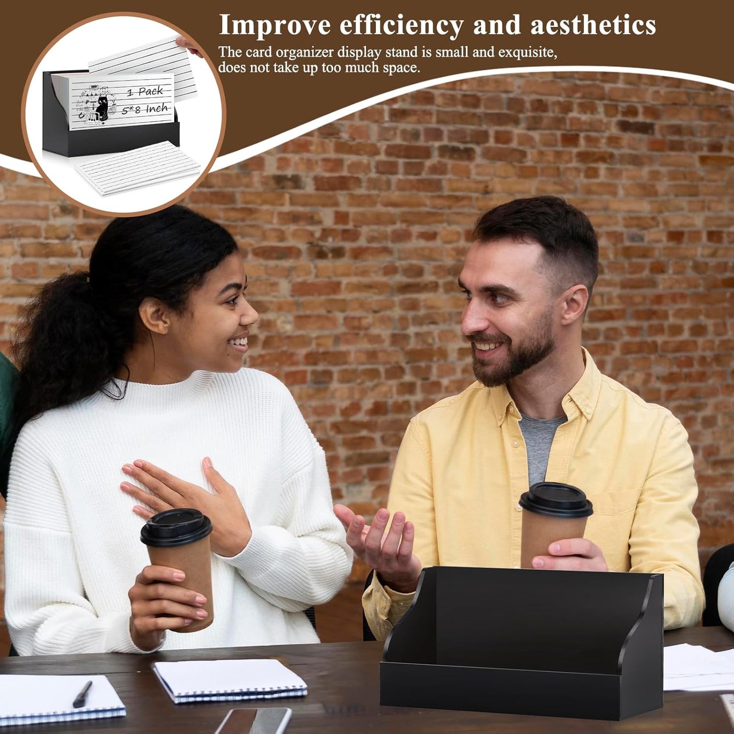 5X8 Index Card Holder Acrylic Black Note Card Holder Index Card Stand Note Card Organizer Box Flash Card Organizer Postcard Display Rack Business Card Storage For School Library(No Card)