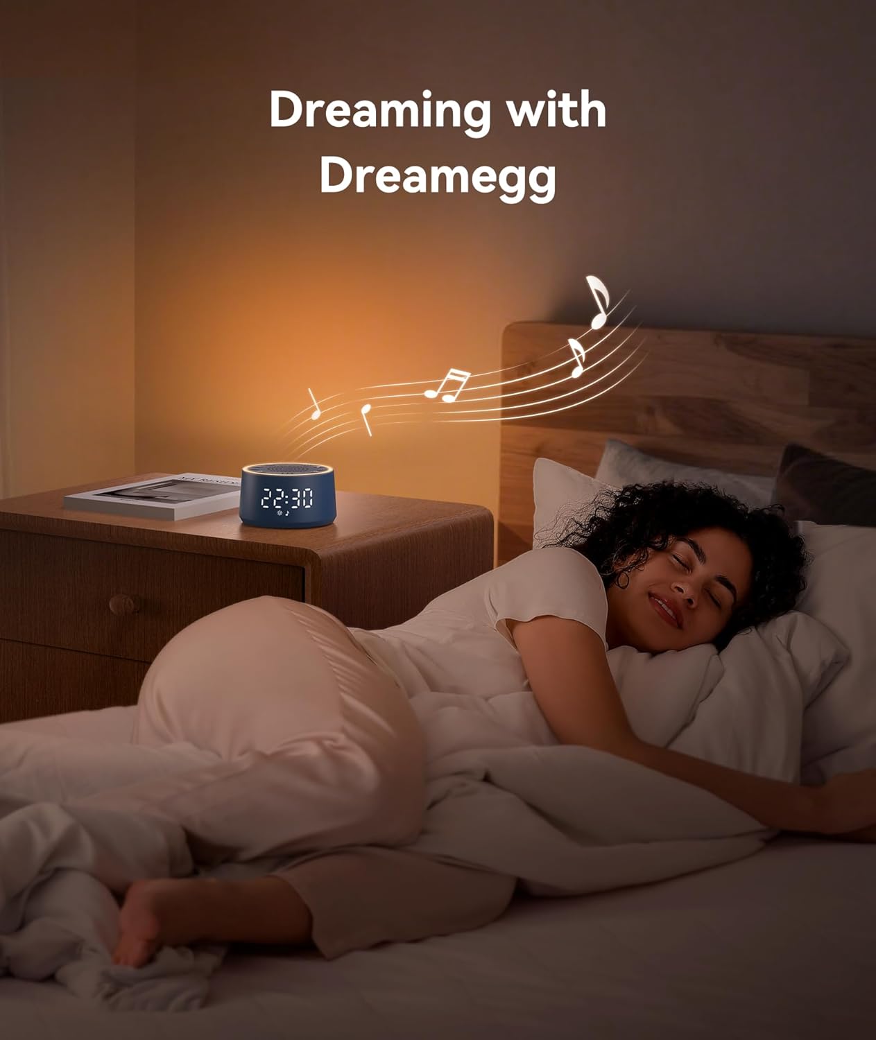 Dreamegg Sound Machine & Alarm Clock - White Noise Machine with 7 Wake-Up Sounds, 0-100% Dimmable, Night Light, Sound Machine for Sleeping, Office, Home, Travel Essentials Gift, Navy