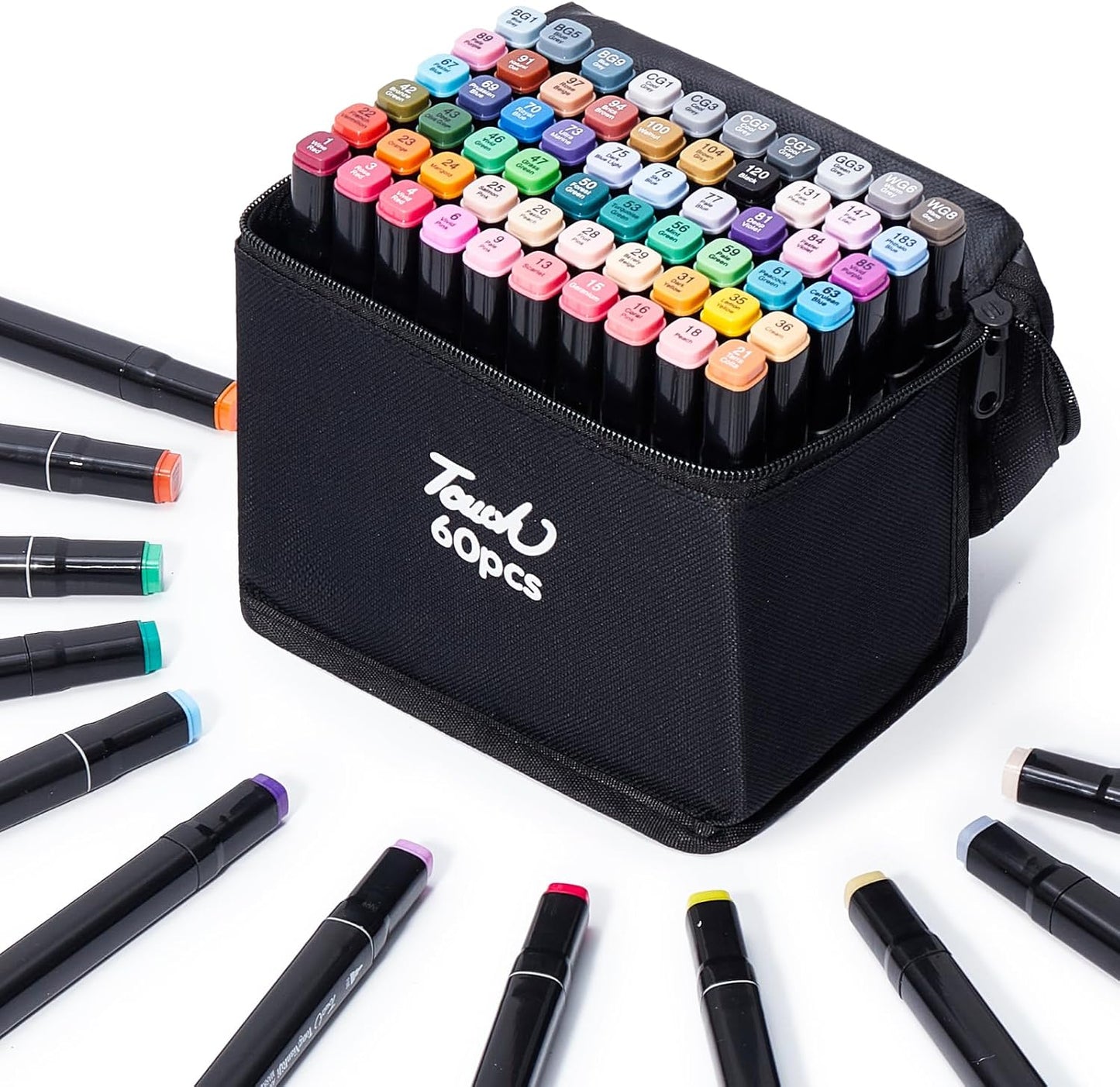 60 Colors Alcohol Markers - Dual Tip Permanent Art Markers Set for Coloring Drawing Painting, Fine and Chisel Tip Alcohol Based Pens with Storage Case for Adult Artists