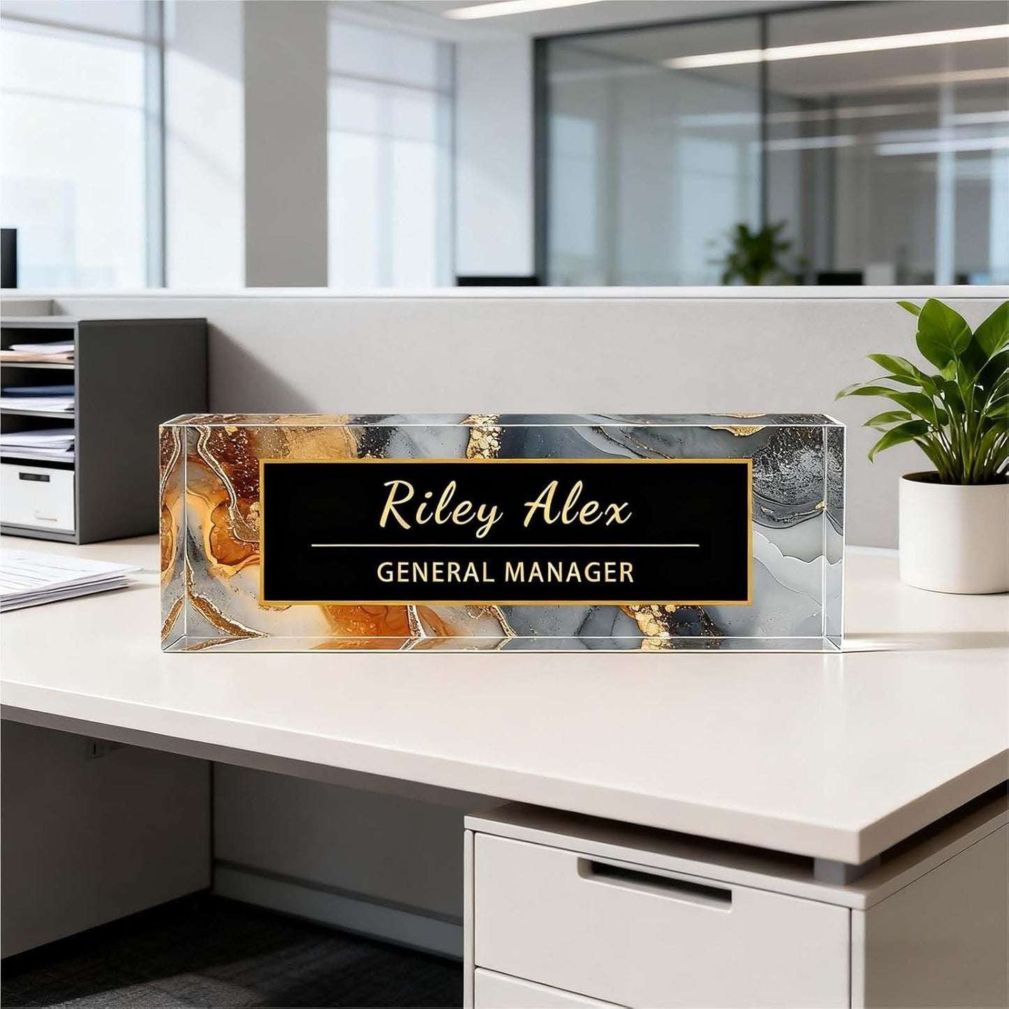 Desk Name Plate Personalized, Office Decor Cute Desk Accessories for Employee Appreciation Gifts Office Gifts for Boss, Teacher (S3)